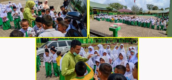 PEMBERIAN OBAT CACING OLEH PUSKESMAS MUARA BULIAN PADA SISWA/I MIN 1 BATANG HARI