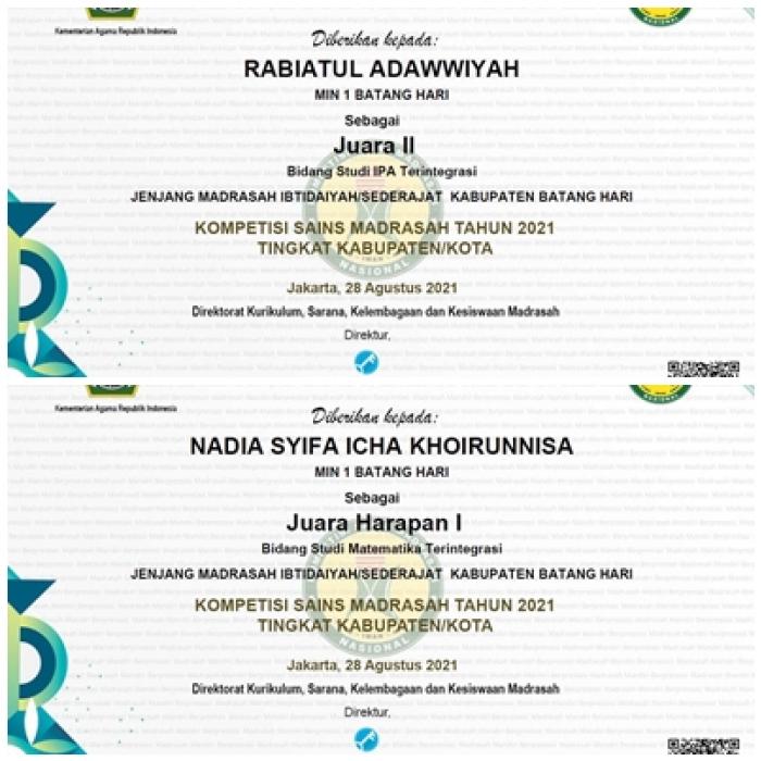 Penyerahan Piagam dan bingkisan juara KSM Tingkat Kabupaten Batanghari